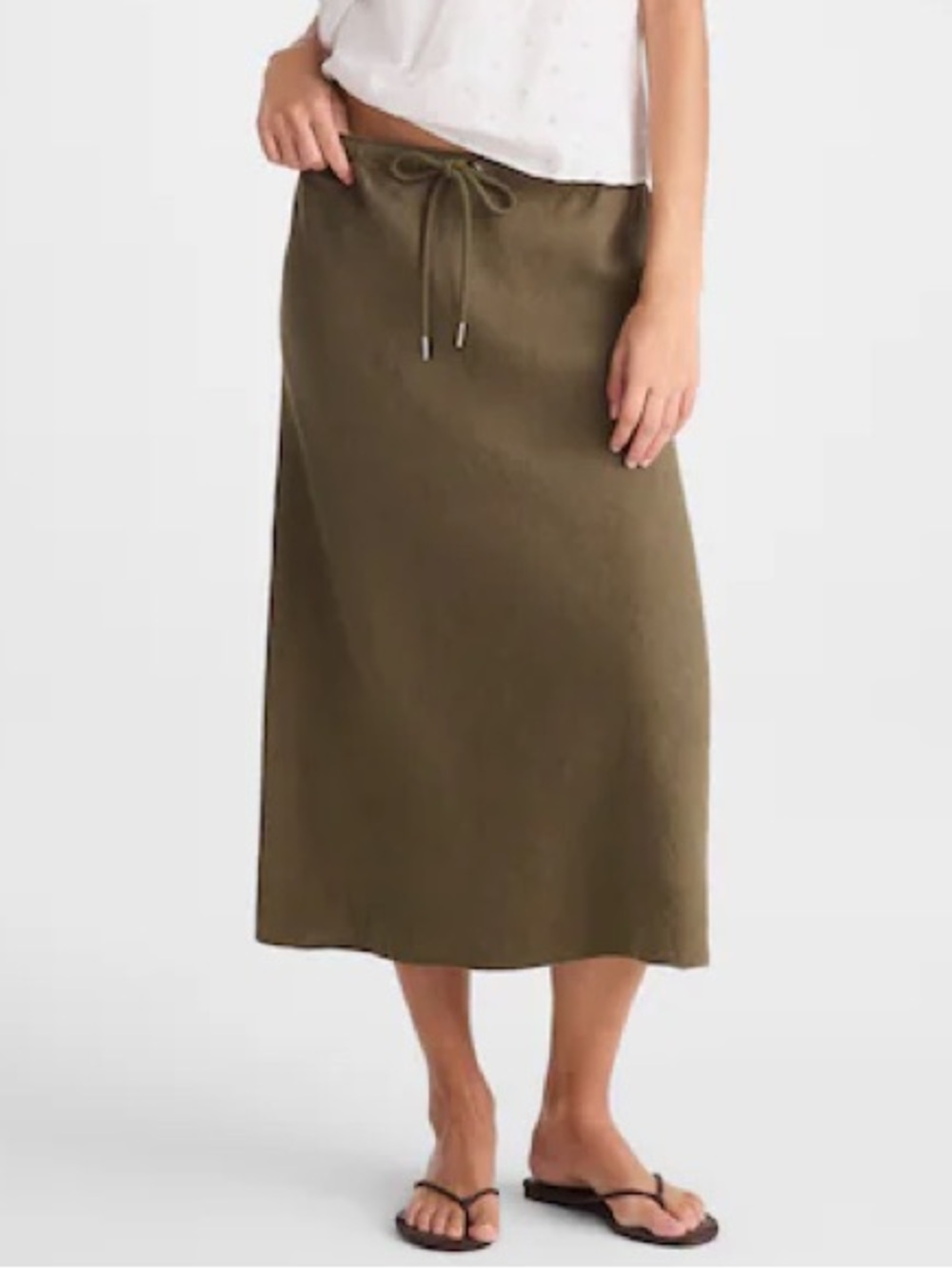 Madewell Olive 🫒 Linen Drawstring slip Skirt